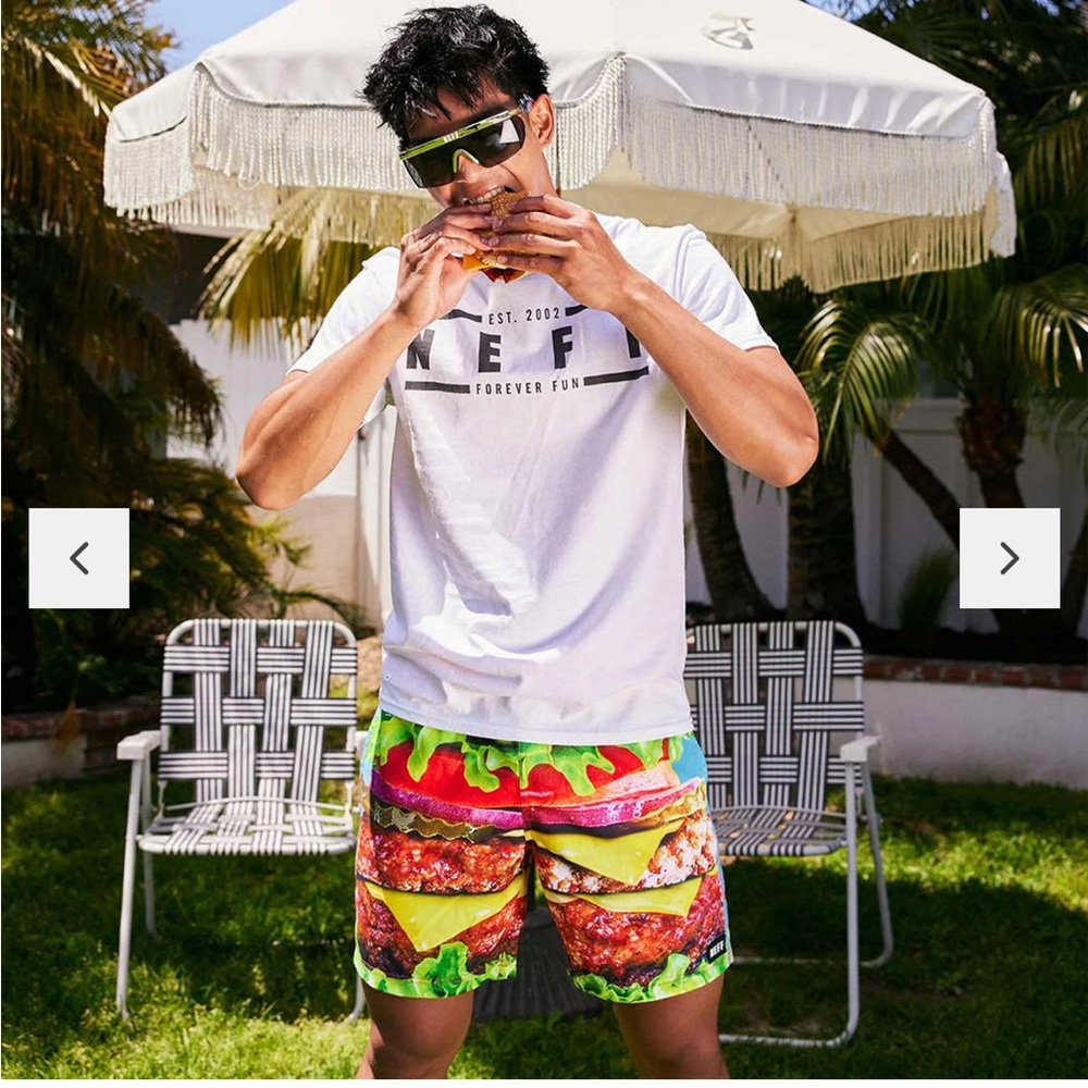Neff Men's Multi-Color Burger Print Swim Board Shorts